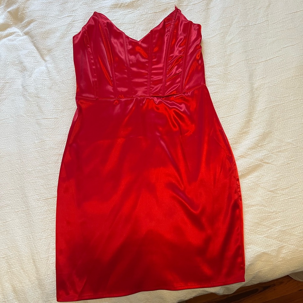 Red Satin Mini Dress